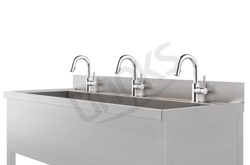 Trough-Type Triple Station Handwashing Sink Without Cabinet