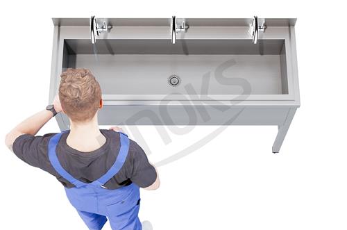 Trough-Type Triple Station Handwashing Sink Without Cabinet