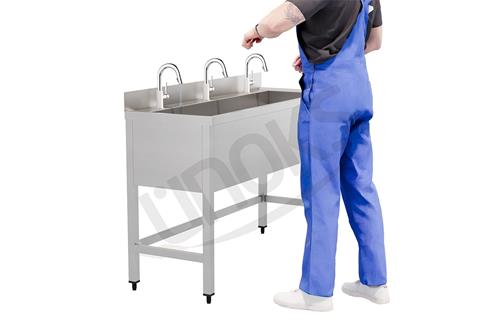 Trough-Type Triple Station Handwashing Sink Without Cabinet