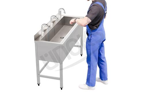 Trough-Type Triple Station Handwashing Sink Without Cabinet