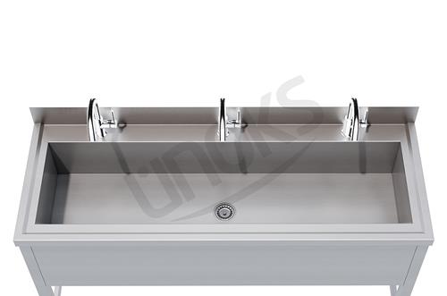 Trough-Type Triple Station Handwashing Sink Without Cabinet